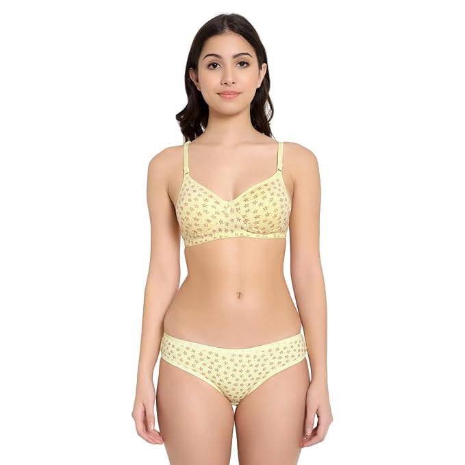 EORMA Women’s Padded Star Print Bra Panty Lingerie Set.