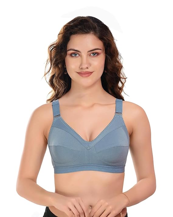 eorma Women's Cotton Bra C Cup Plus Size Non- Padded Wire Free Full Coverage for Heavy Bust Ladies Daily Use